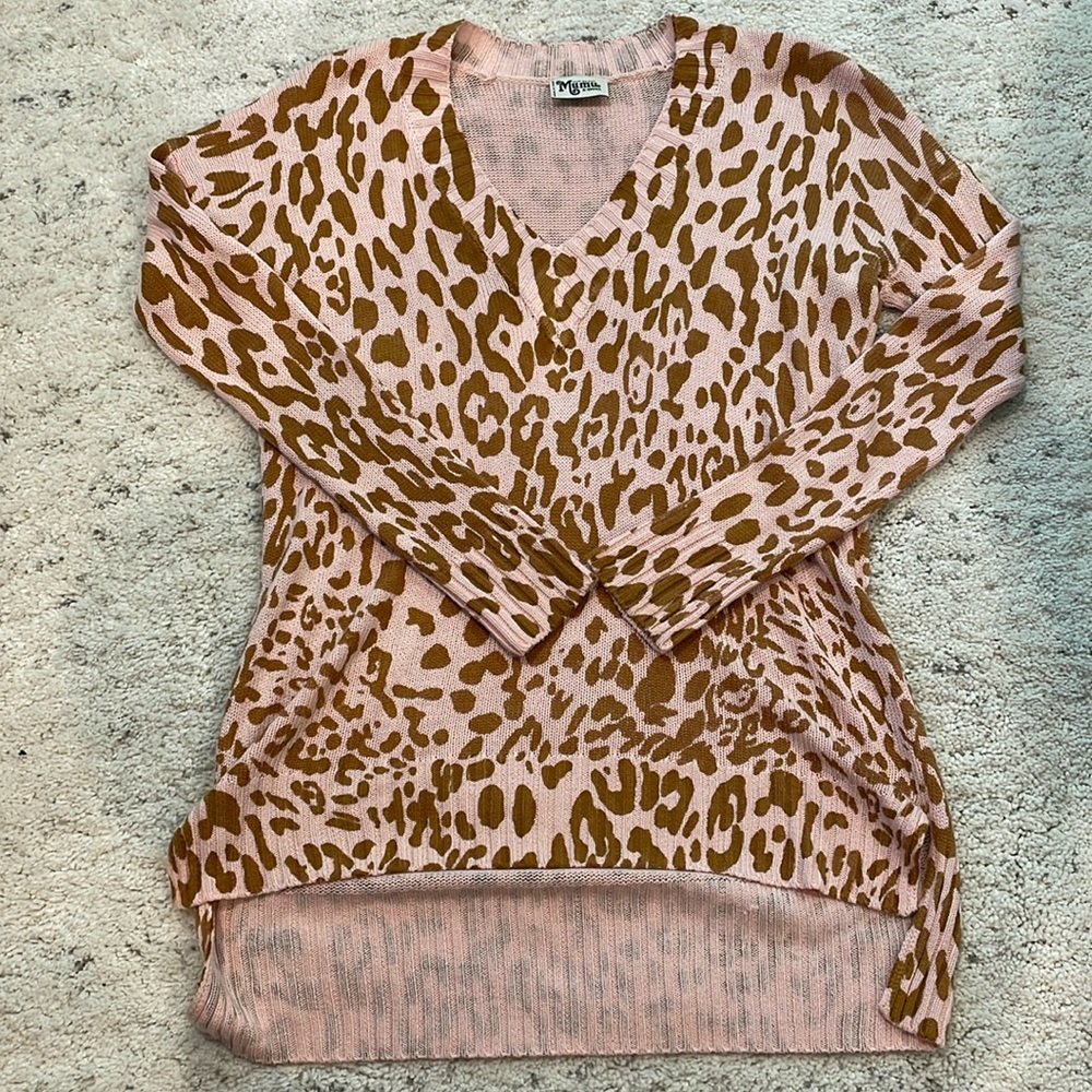 Show Me Your Mumu Cliffside Sweater in Pink Leopard
